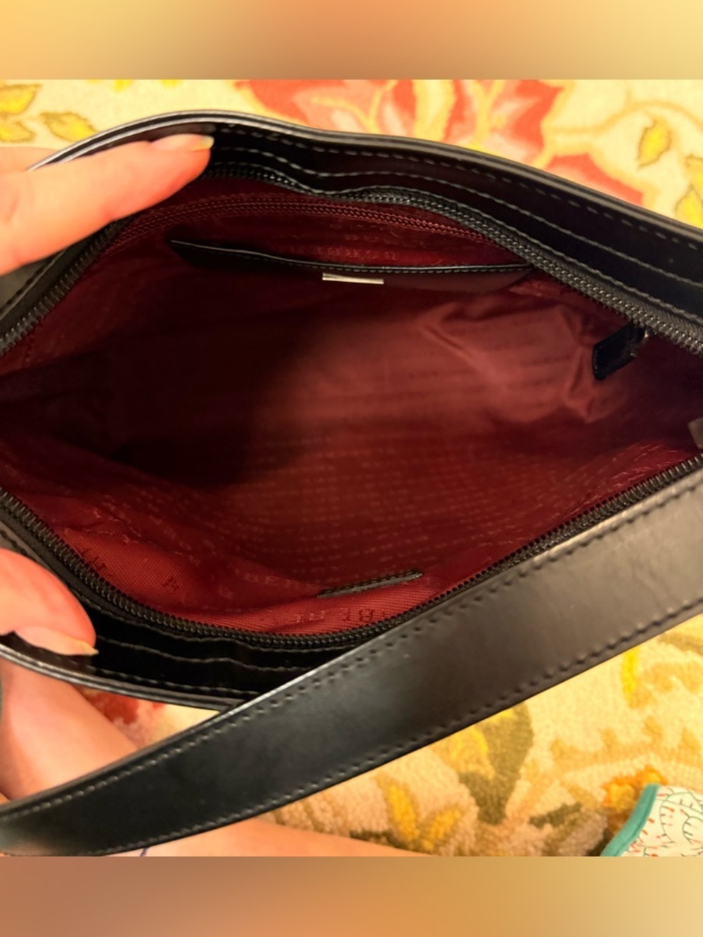 BURBERRY Vintage Rare Sleek Black Patent Leather W/ Silver Tote Shoulder Bag - Picture 13 of 16